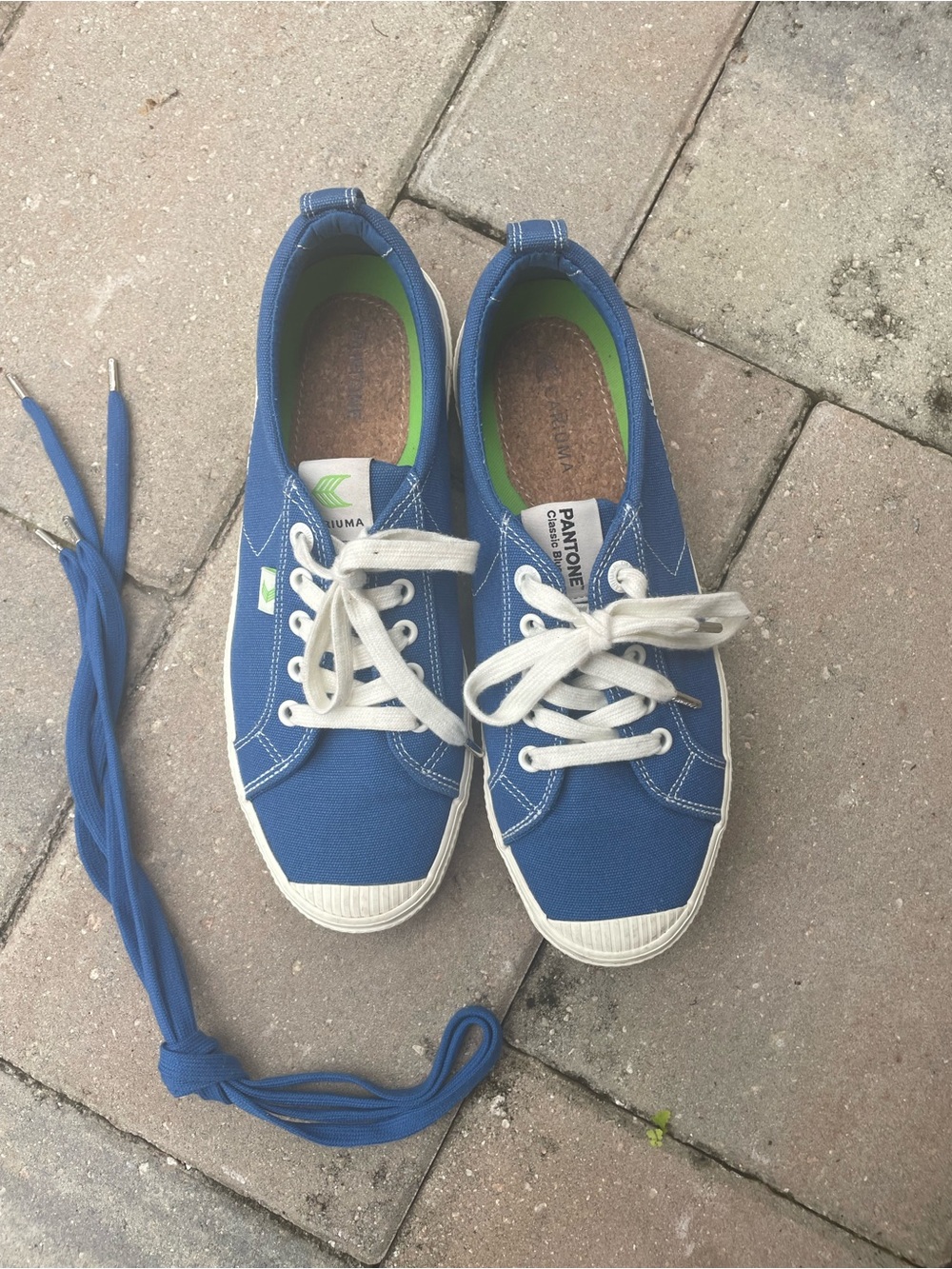 Cariuma Women’s Blue Canvas Sneakers with White Trim with Extra Laces